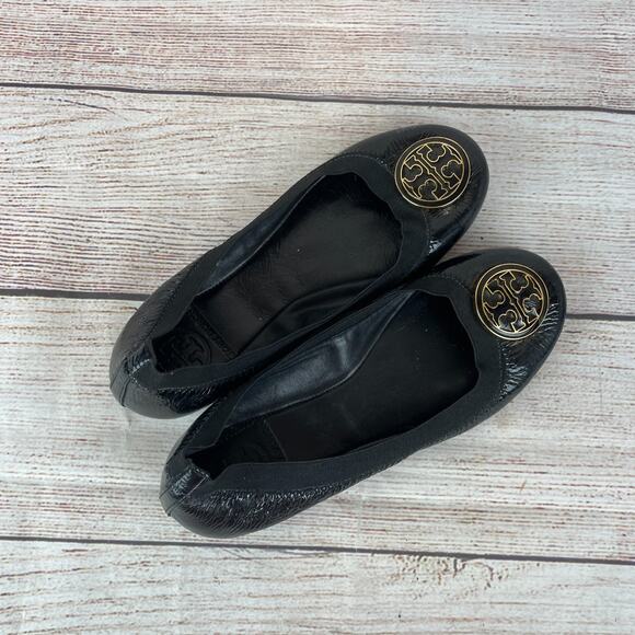 Tory Burch Caroline Womens Sz 5M Ballet Flats Black Patent Leather - Picture 10 of 12